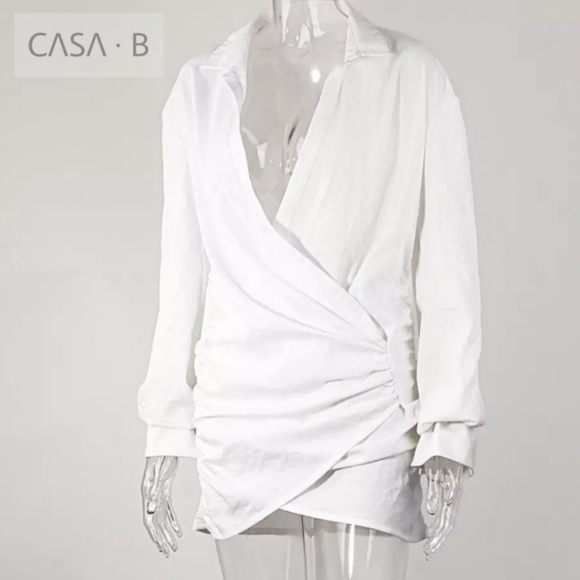 5⭐️CASA B RESORT| Natasha Wrap-Front Shirt Dress Coverup - Picture 10 of 13